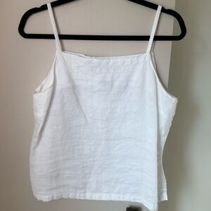 Bicé by Sag Harbor White Summer Tank Top Ramie Linen Look